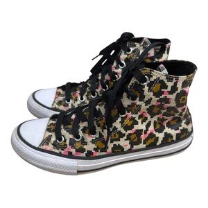 Converse Chuck Taylor Pixel Leopard High Top Sneakers Black Tan Pink 4 Unique